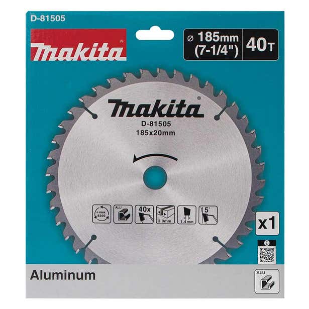 MAKITA Aluminium 185mm x 20 x 40T TCT Saw Blade D-81505