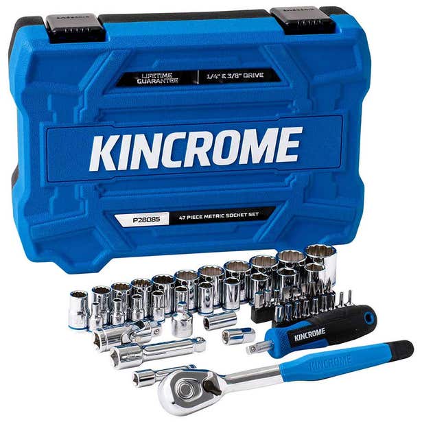 KINCROME 47 Piece 1/4inch & 3/8inch Drive - Metric Socket Set P28085