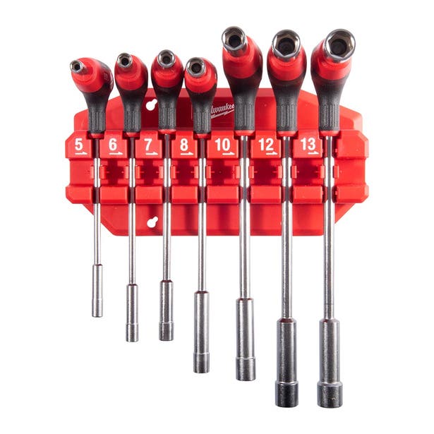 MILWAUKEE 7 Piece Nut Driver with Comfort Grip Set with Rack 4932498704
