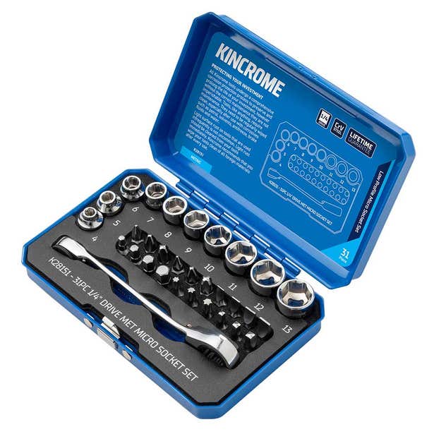 KINCROME 31 Piece 1/4" Drive Metric Micro Socket Set K28151