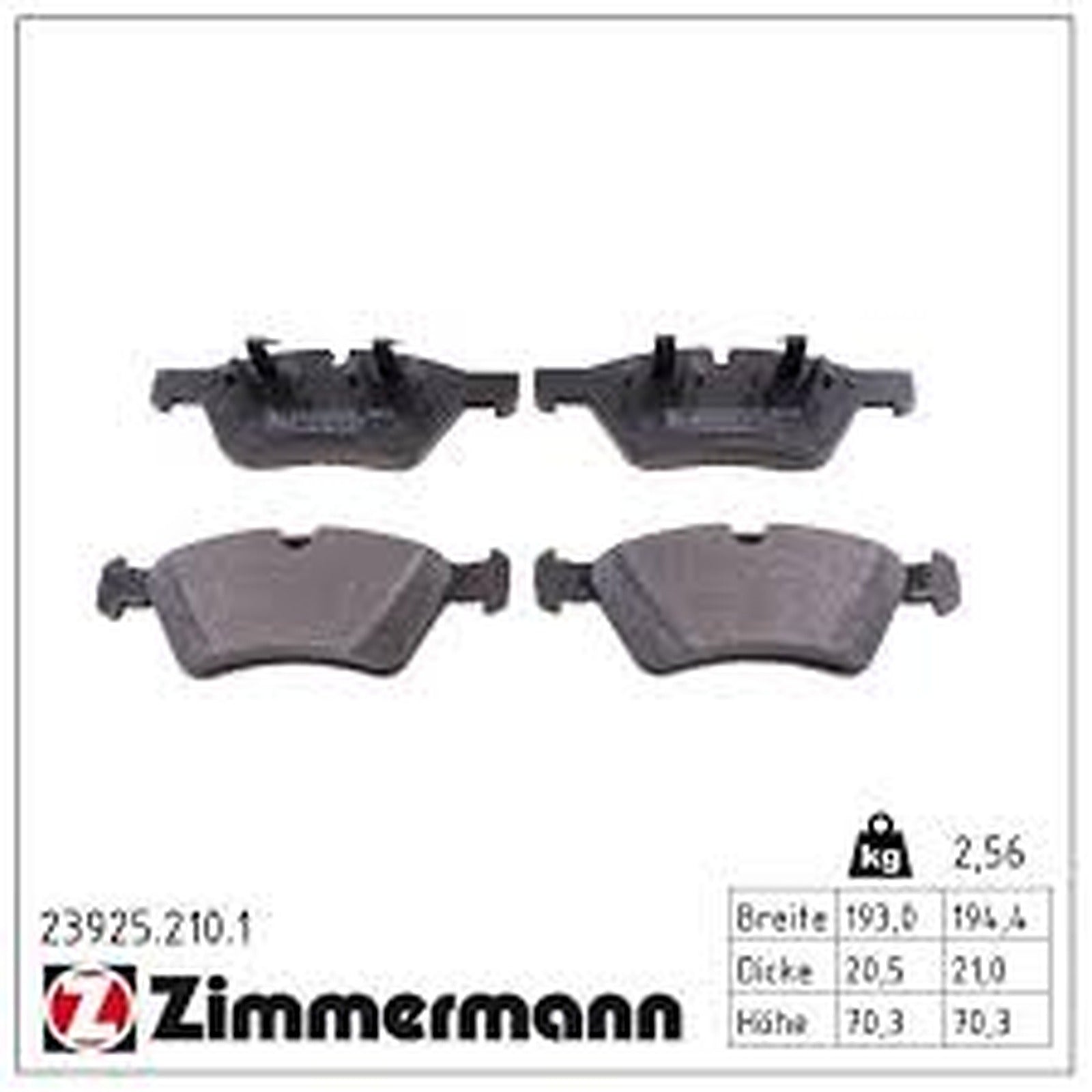Zimmermann Brake Pad Set Front 23925.210.1
