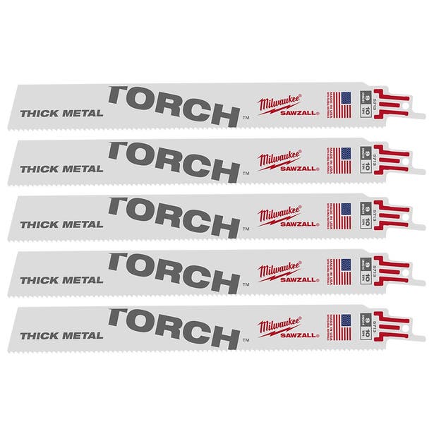 MILWAUKEE 5 Piece 230mm 9" 10TPI SAWZALL The TORCH Metal Demolition Reciprocating Saw Blade 48475713