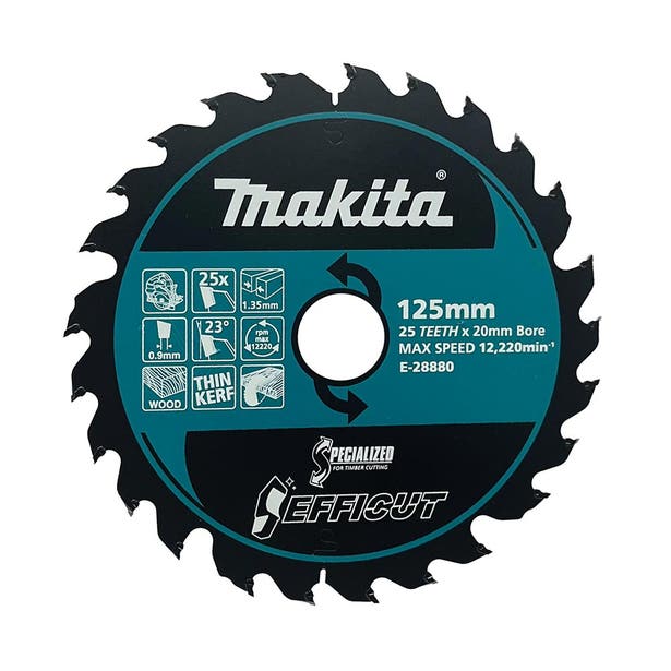 MAKITA 125mm x 20 x 25T EFFICUT TCT Wood Circular Saw Blade E-28880