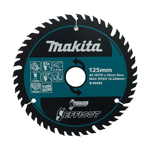 MAKITA 125mm x 20 x 45T EFFICUT TCT Wood Circular Saw Blade B-69462