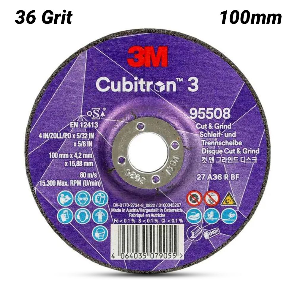 3M XC991967909 100mm x 4.2mm x 15.88mm 36 Grit Cubitron III Cut & Grind Wheel