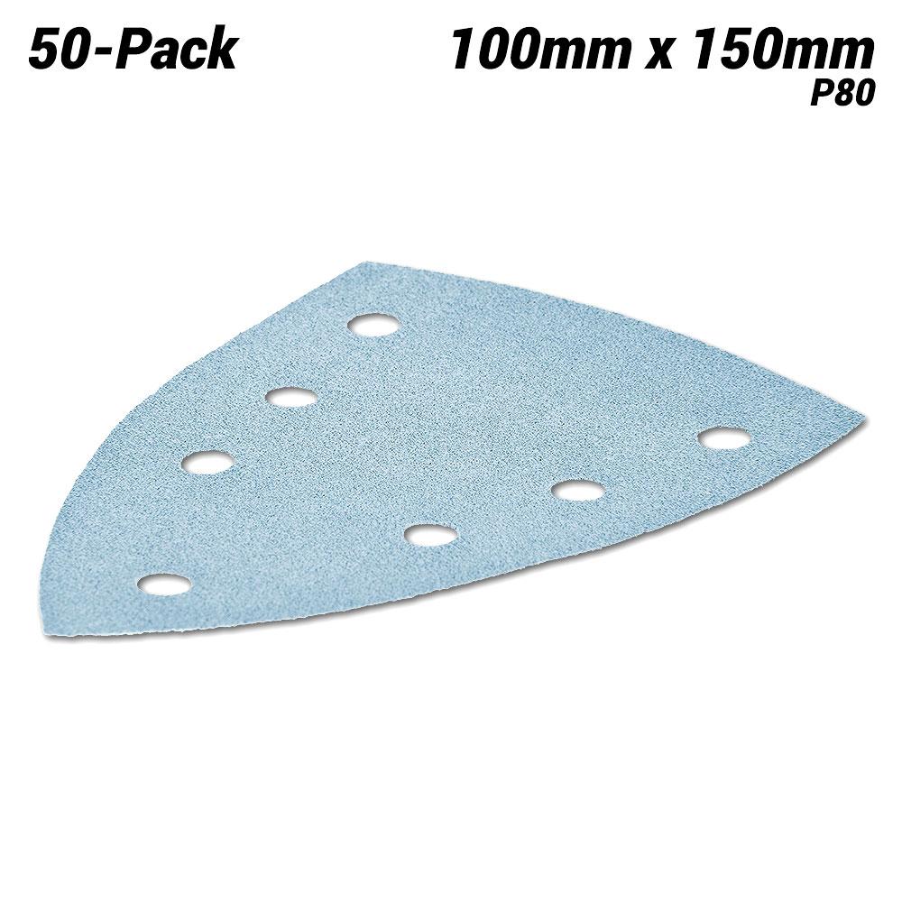 Festool STF DELTA/7 P80 GR/50x (497137) 50-Pack 100mm x 150mm 7 Hole P80 Grit Granat Abrasive Delta Sheets