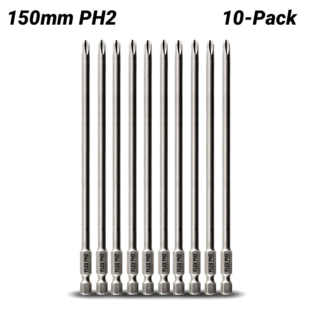 FLEX FAA101000-10 10-Pack 150mm PH2 Phillips Reduced Collated Magazine Bit