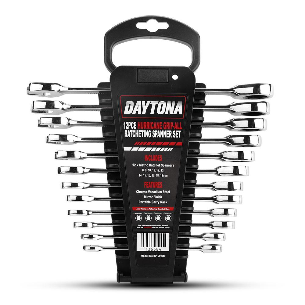 Daytona D12HSS 12pce Metric Hurricane Grip-All Ratcheting Spanner Set