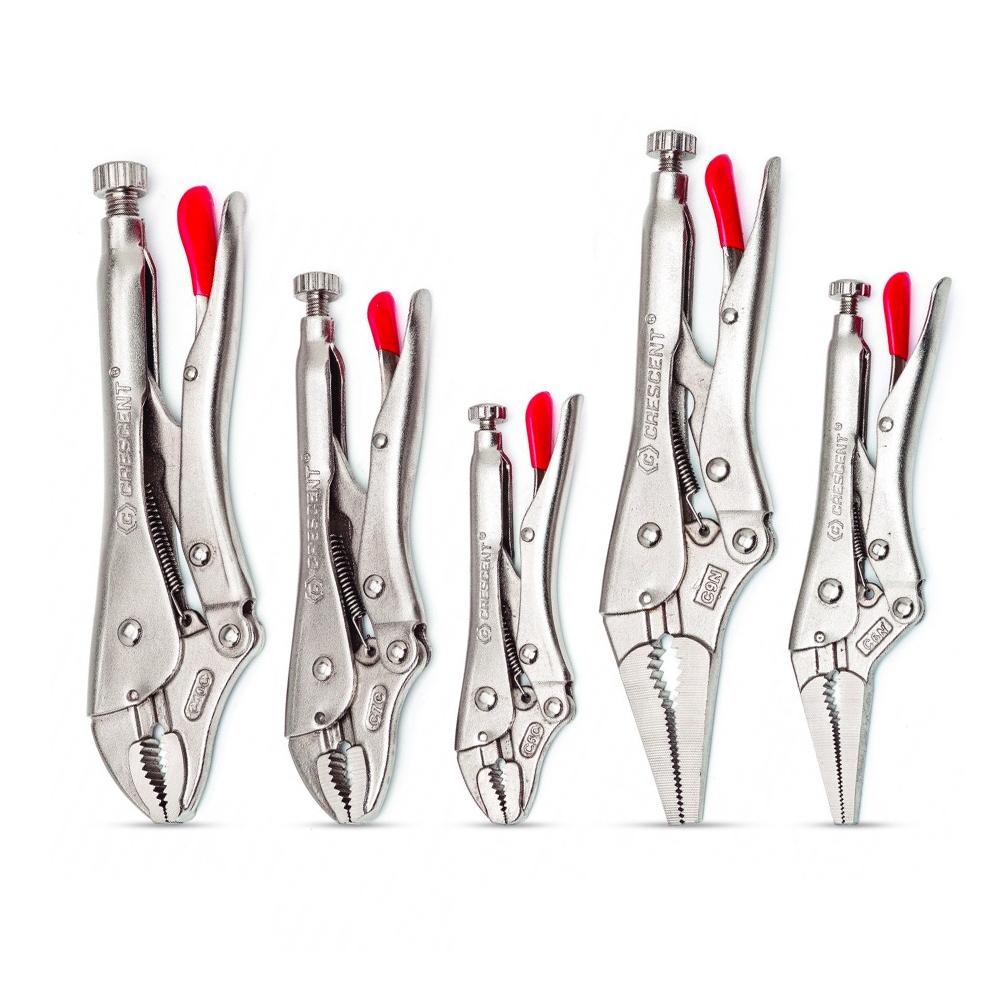 Crescent CLP5SETN-08 5 Pce Curved Jaw and Long Nose Locking Plier Set