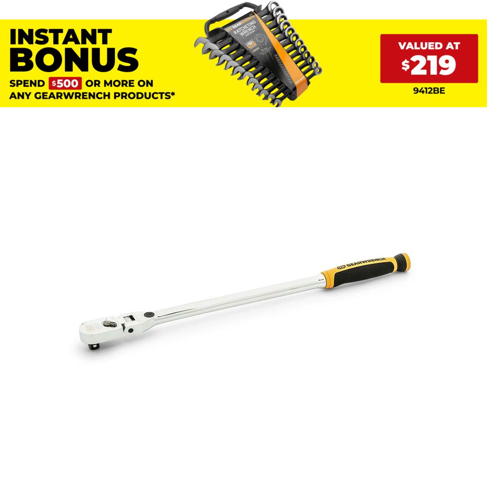 GEARWRENCH 81321 393mm 3/8" Drive 120XP Dual Material Handle Locking Flex Head Ratchet