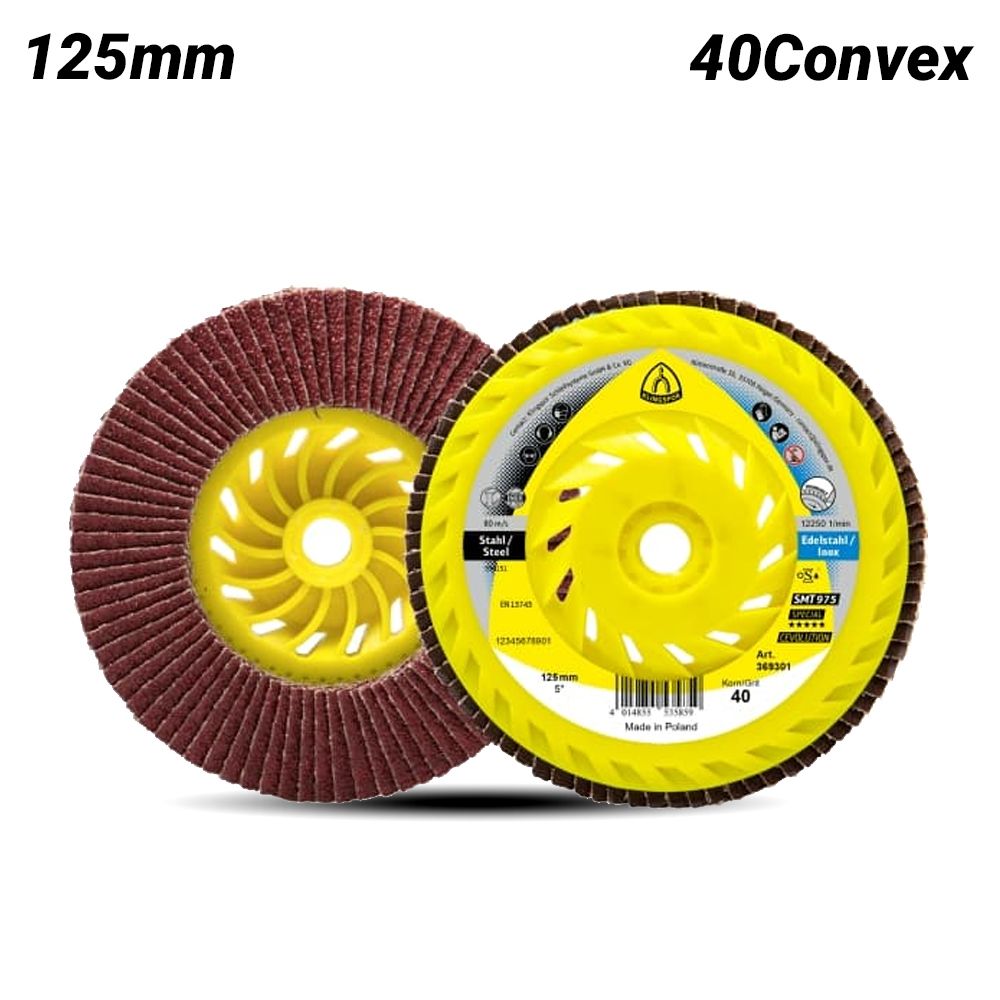 Klingspor 369301 SMT 975 abrasive mop discs, thread M14 ceramic 125 mm grain 40 convex