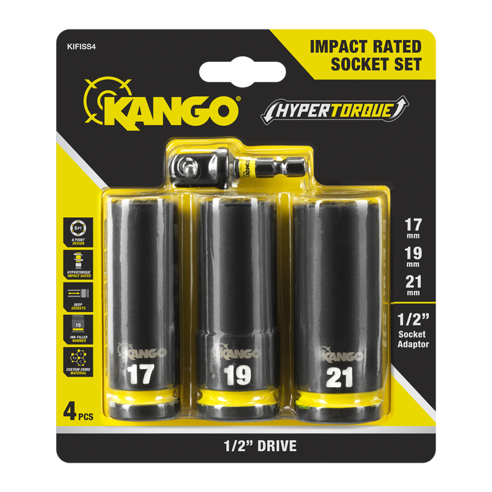 Kango 4 Piece Hypertorque Impact Rated Socket Set