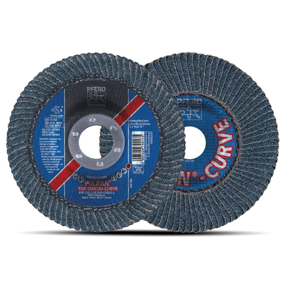 PFERD 67689062 125mm (5") 40 Grit POLIFAN Flap Disc SGP Zirconia for Steel & Inox