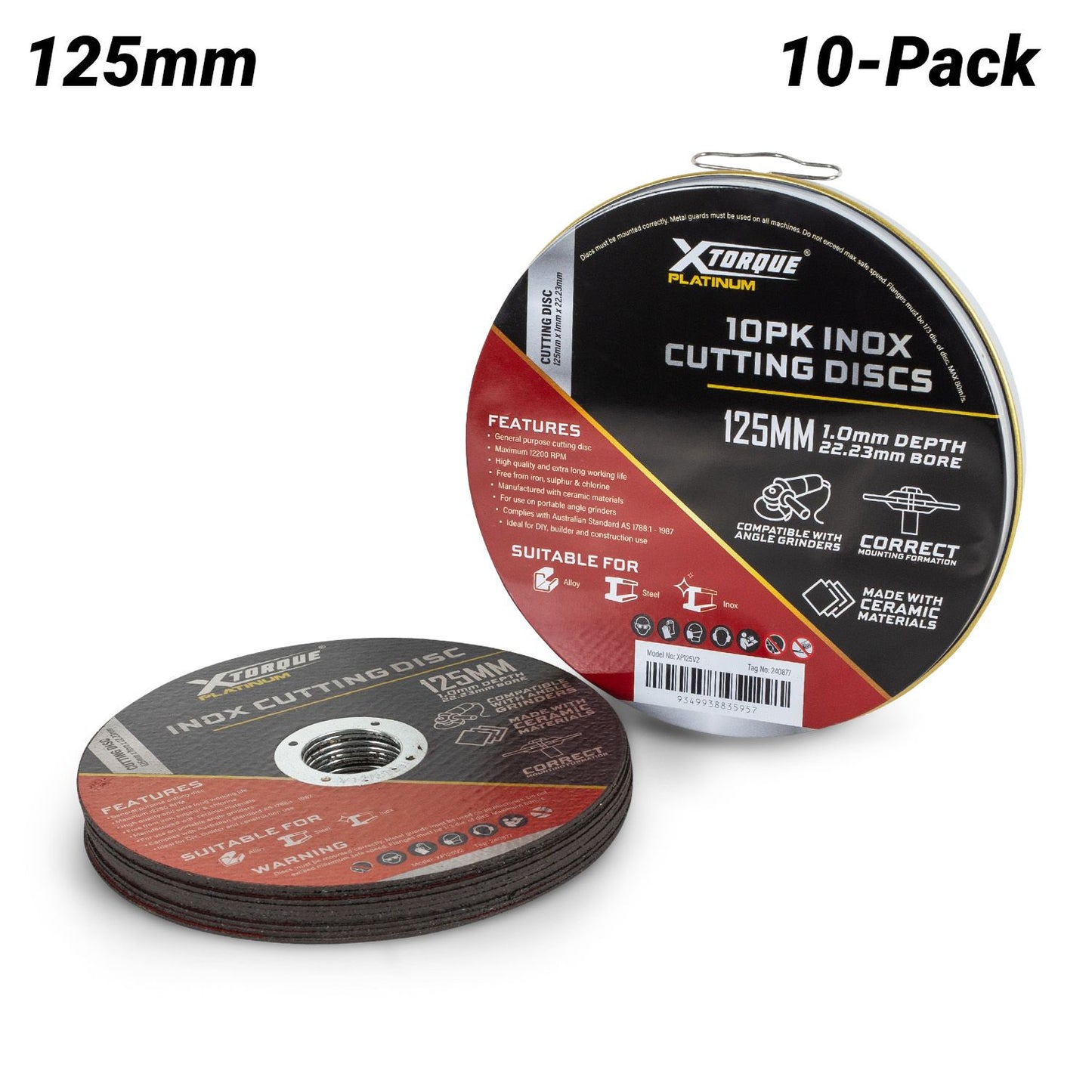 Xtorque XP125V2 10-Pack Platinum 125mm x 1mm x 22.23mm Inox Cutting Discs