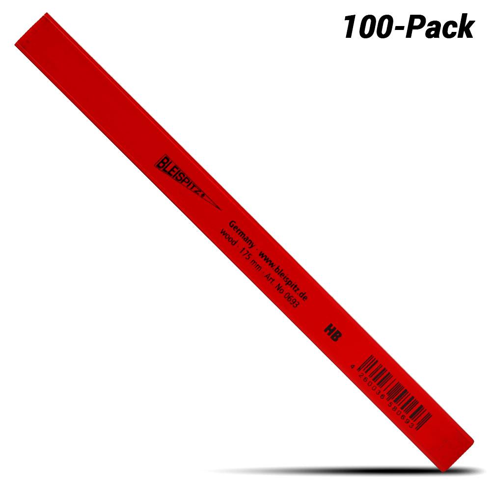 Bleispitz 0693 100-Pack HB 175mm Octagonal Red Carpenter Pencils - MADE IN EUROPE