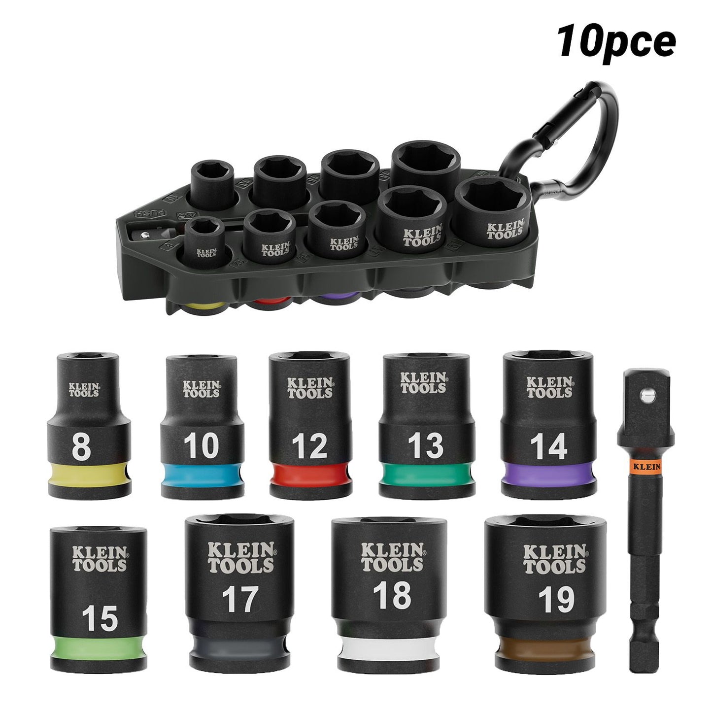 Klein A-33809M 10pce Grab-And-Go Metric Impact Socket Set
