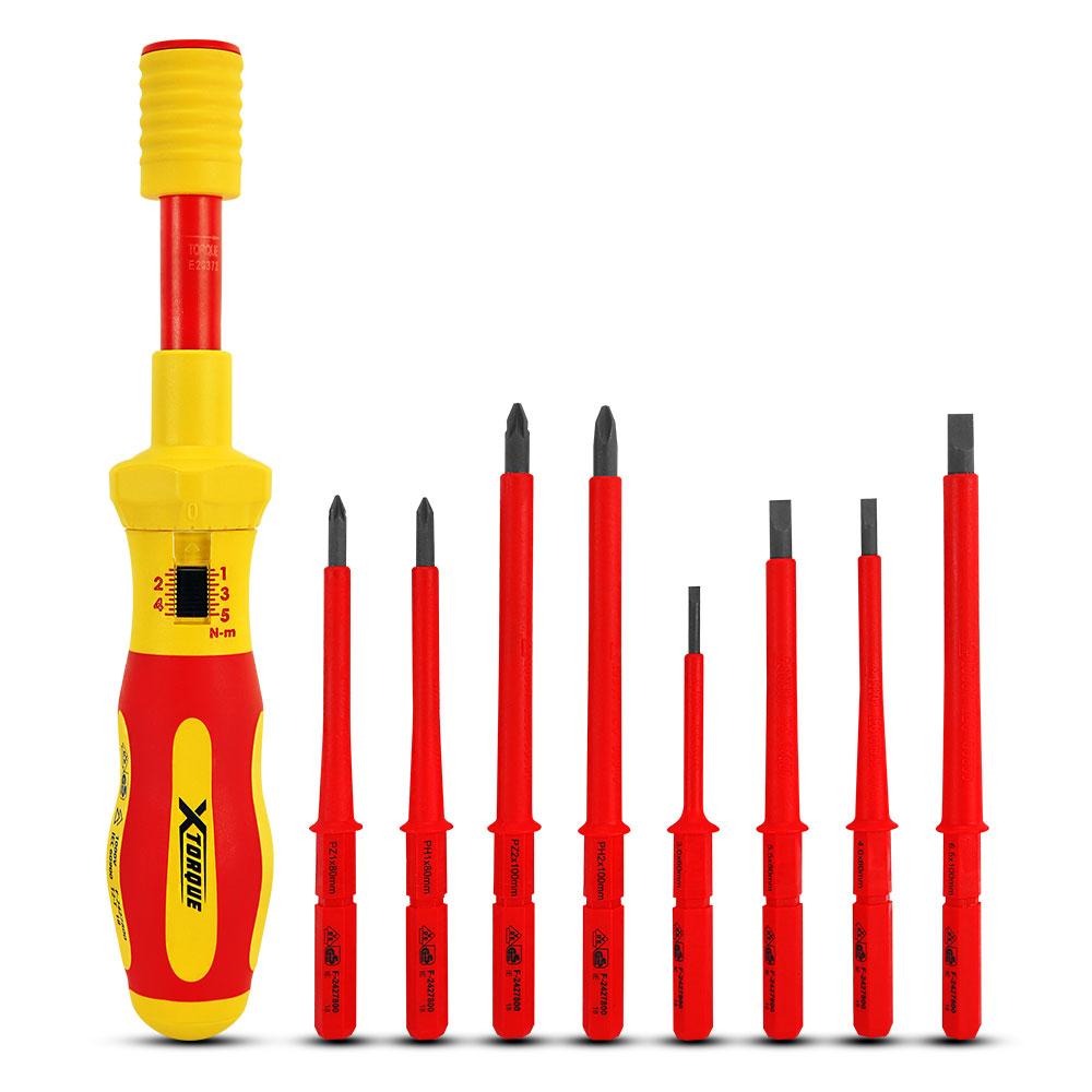 Xtorque X9ISS 9pce VDE Insulated 1-5Nm Torque 1000v Screwdriver Set