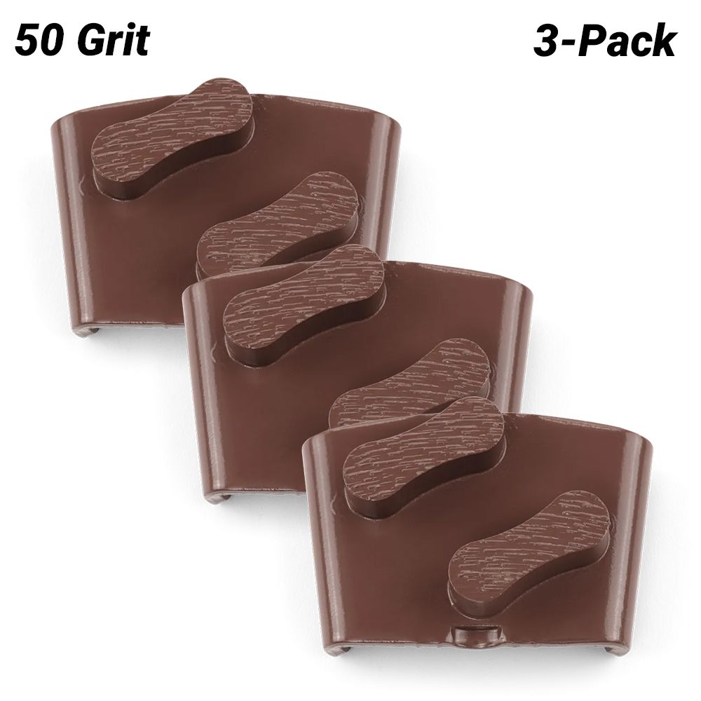 Husqvarna 546332402 3-Pack VARI-GRIND EZ M 50 Grit Double Sided Segment Grinding Shoe - Medium Concrete