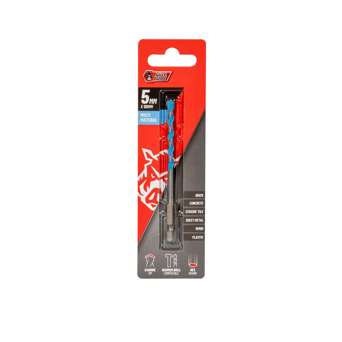 Full Boar 5 x 100mm Multi-Material Drill Bit FMMD-5100H