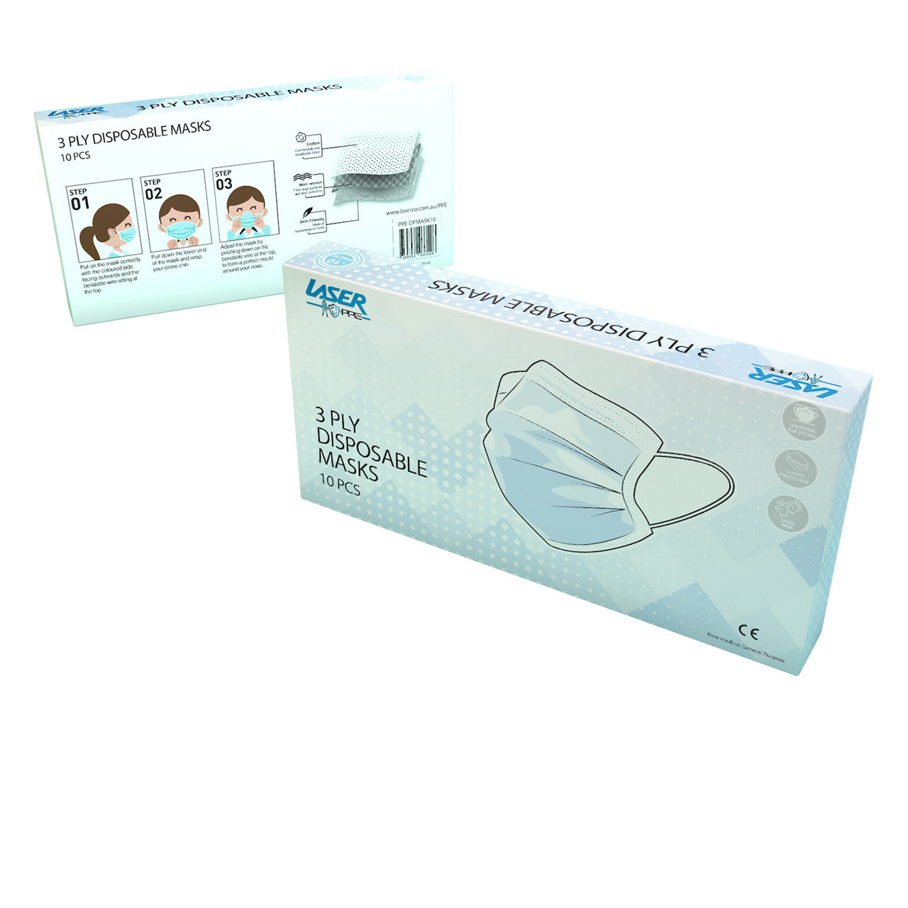 Laser Disposable 3 Ply Face Masks Blue 240 Pack