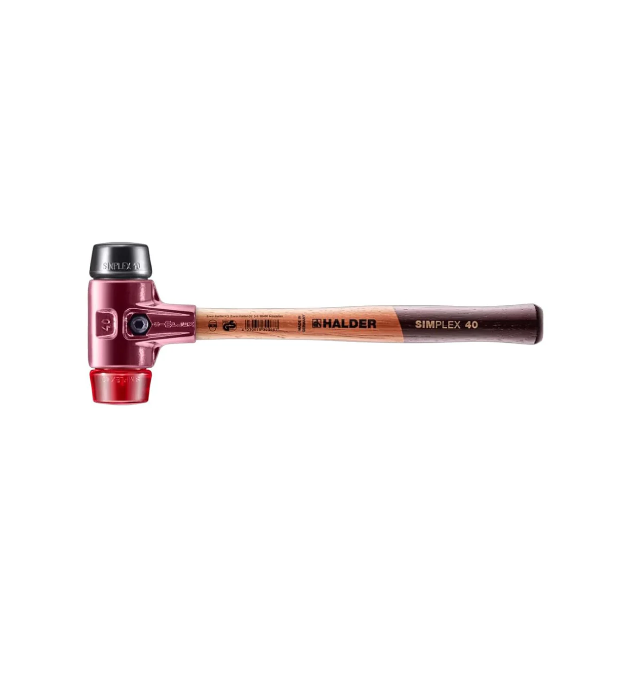 Halder Simplex Soft Face Mallet 640g — Cast Steel Housing, Wood Handle, Rubber/Plastic Faces