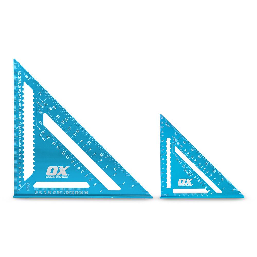OX Tools OX-P634701 2-Pack 180mm & 300mm OX Pro Aluminium Metric Rafters Square Twin Pack