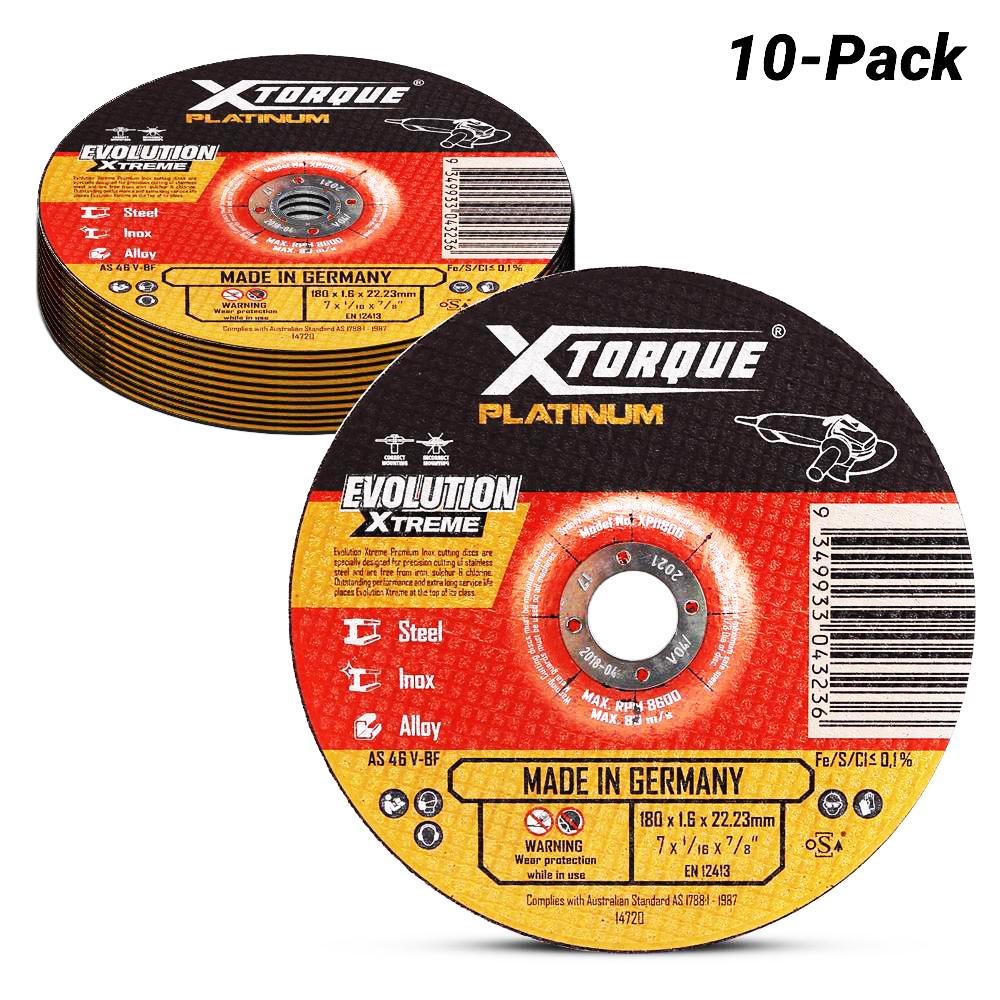 Xtorque XPI180D-10 Platinum 10-Pack 180mm (7") 1.6mm Platinum Inox Cutting Disc - MADE IN GERMANY