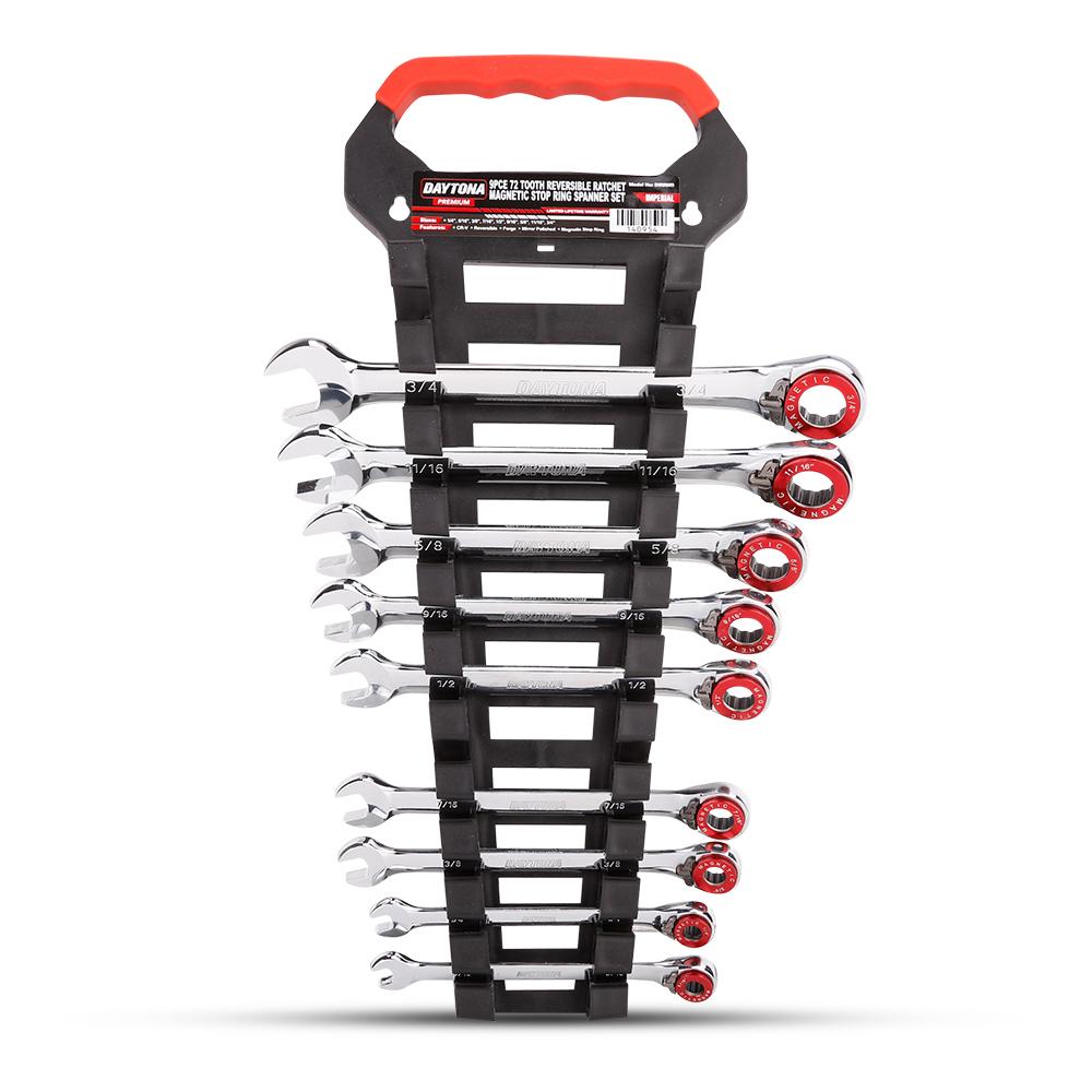 Daytona DIRRM9 9pce Premium Imperial Reversible Ratchet With Magnetic Stop Ring Combination Spanner Set