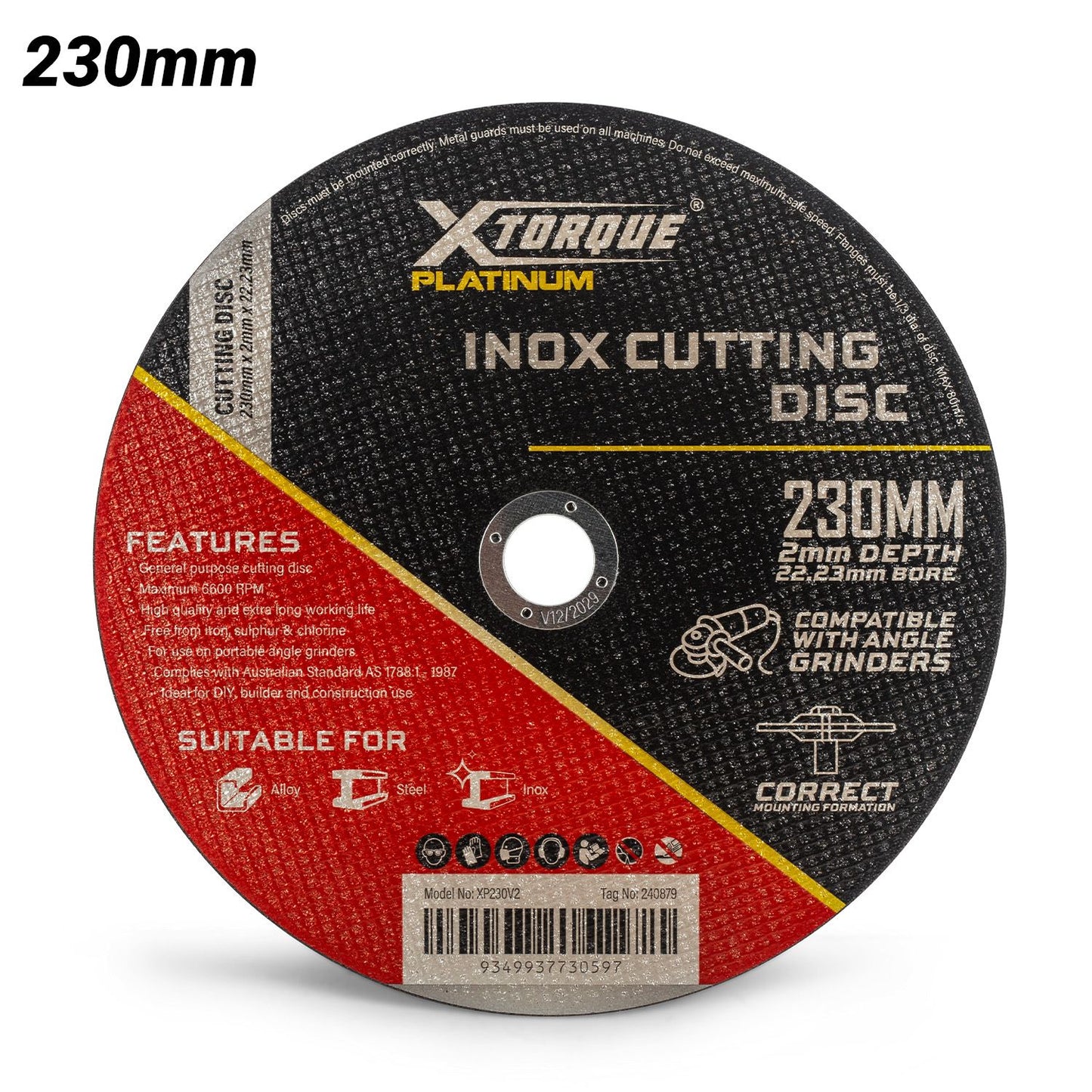 Xtorque XP230V2 Platinum 230mm x 2mm x 22.23mm Inox Cutting Disc