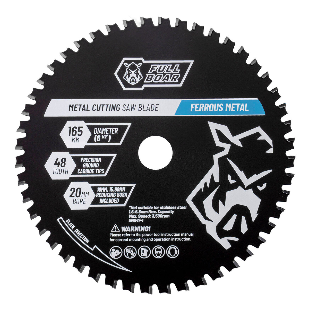 Full Boar 165mm 48T Ferrous Metal Circular Saw Blade FBCSB165-48MC