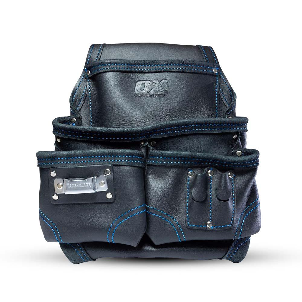 OX Tools OX-T265602 6 Pocket Heavy Duty Black Leather Tool Pouch
