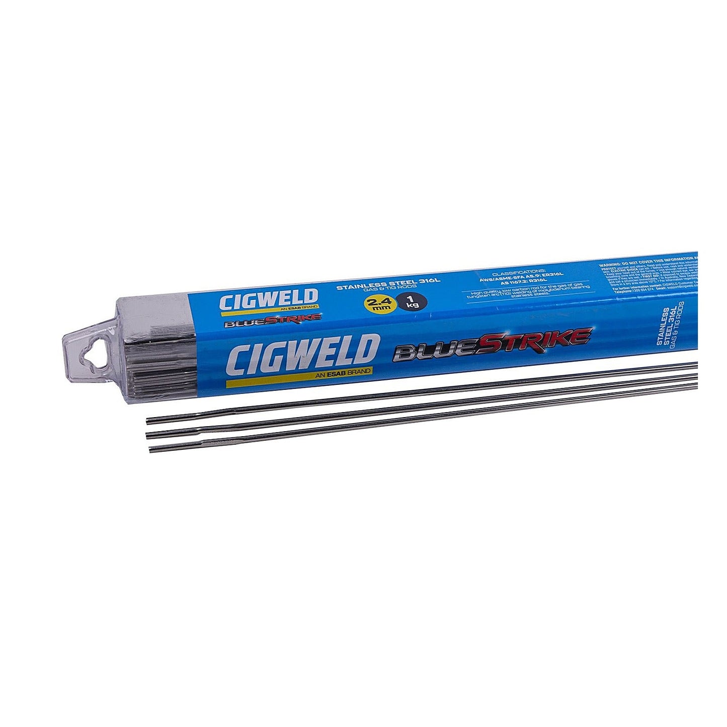 Cigweld BlueStrike 316L Gas & TIG Rods 1.6mm x 500mm — 5 Rods 321321