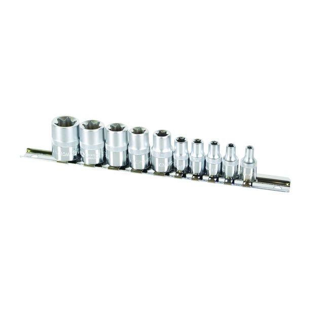 KINCROME 10 Piece 1/4 & 3/8inch Square Drive E-Torx Socket Set 02093