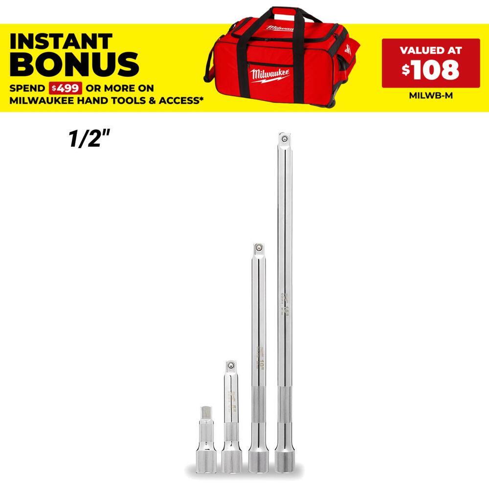 Milwaukee 48229342 4pce 1/2" Drive Extension Set