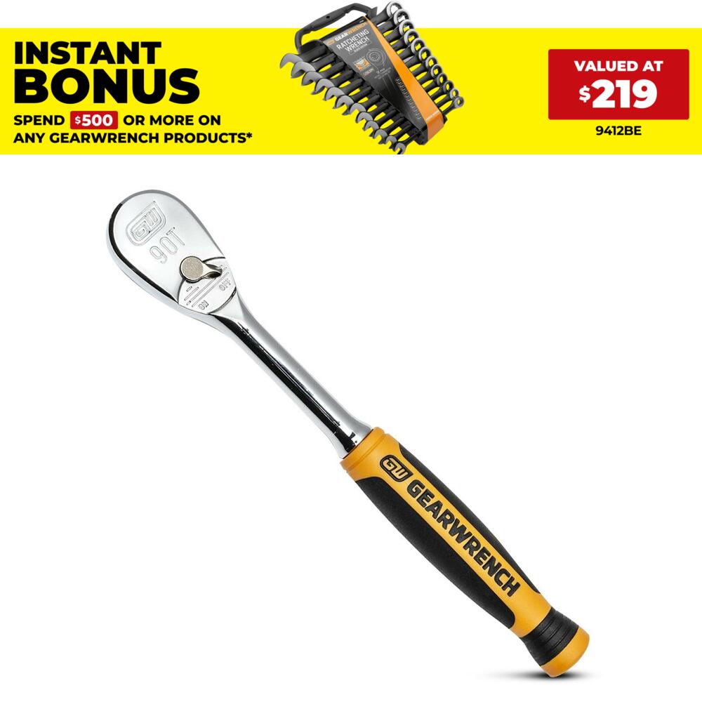 GEARWRENCH 81007T 1/4" Drive Dual Material Teardrop 90T Ratchet