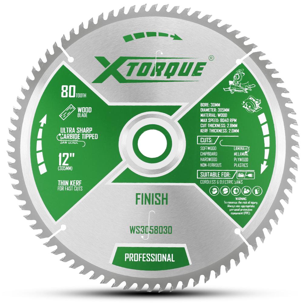 Xtorque WS3058030 305mm (12") 80-Tooth Wood General Purpose Carbide Tipped Saw Blade
