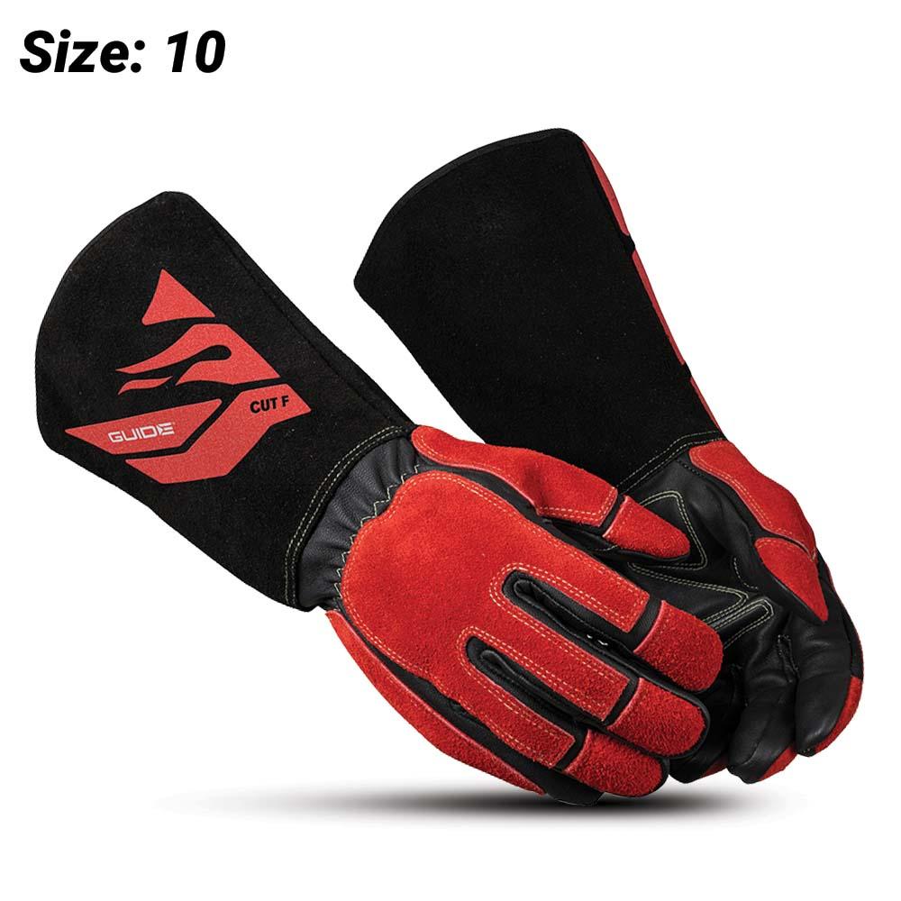 Guide G3572-10 The Red Black Professional Welding Gauntlet Gloves (SIZE 10 - X-LARGE)