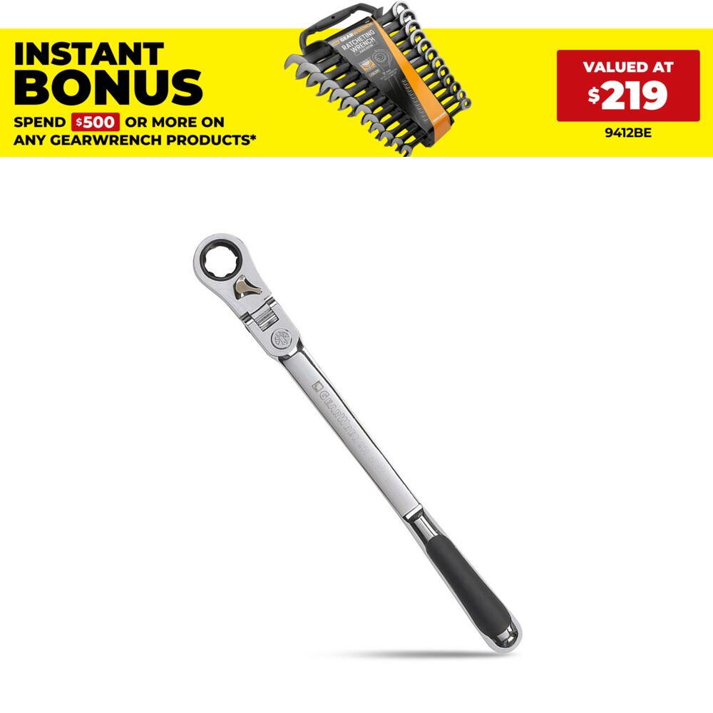 GEARWRENCH 893800 3/8" Drive (20mm) Pass Thru 72 Tooth Ratchet XL Locking Flex-Head