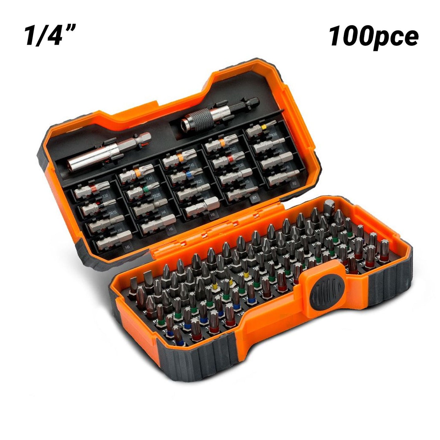 Bahco 59/S100BC 100pce 1/4" Bit Set for Slotted/Phillips/Pozidriv/Hex/ TORX®/TORX® Tamper/Robertson Screw