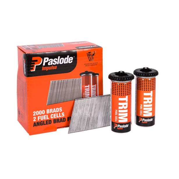 PASLODE 50mm 20 Degree Zinc Plated C Brad Nails & 2x Fuel Cells – 2000 Pack B20750