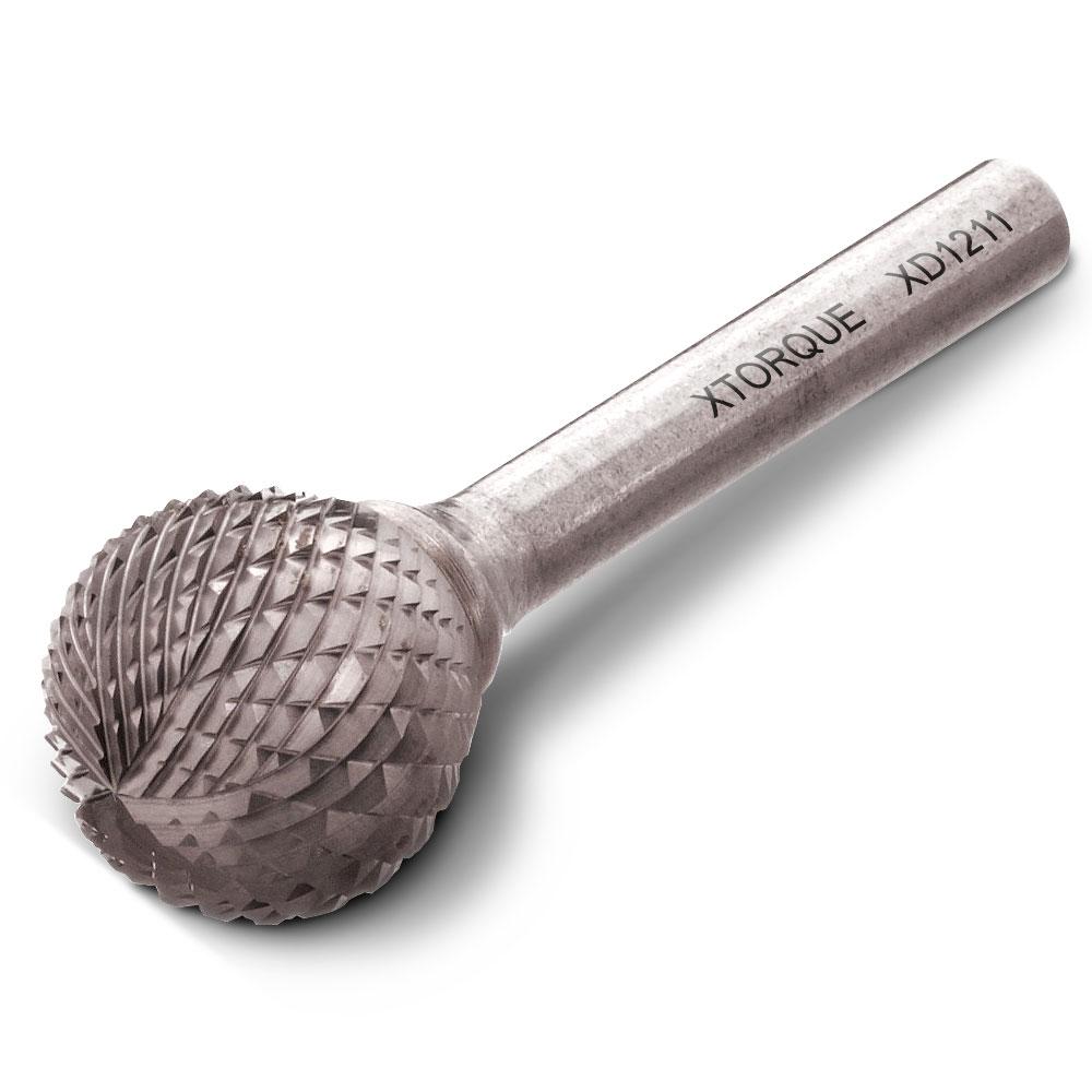 Xtorque XD1211 12mm x 11mm 1/4" Shank Tungsten Carbide Ball Head Double Cut Burr