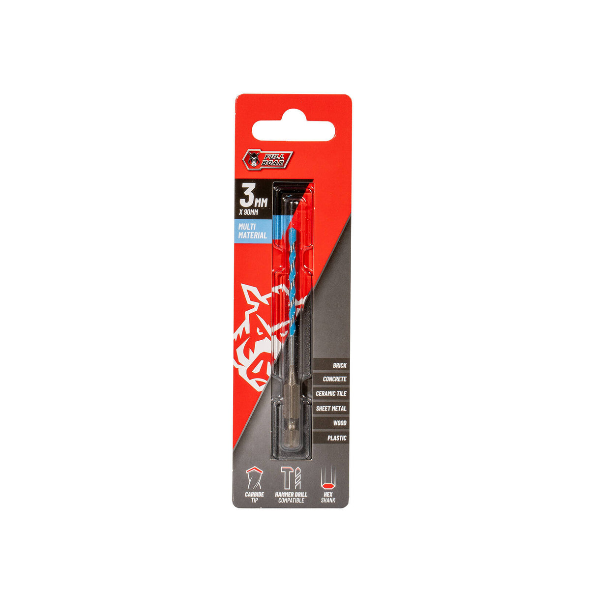 Full Boar 3 x 90mm Multi-Material Drill Bit FMMD-390H
