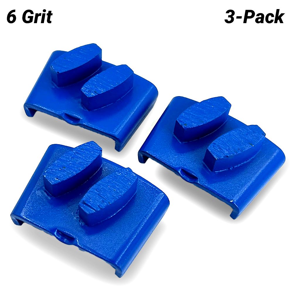 Xtorque XHGPS6 3-Pack 6# Grit - Soft Bond Diamond Shoe Plate Pad For Hard Concrete - Suits EZ Change Husqvarna & HTC EZ System