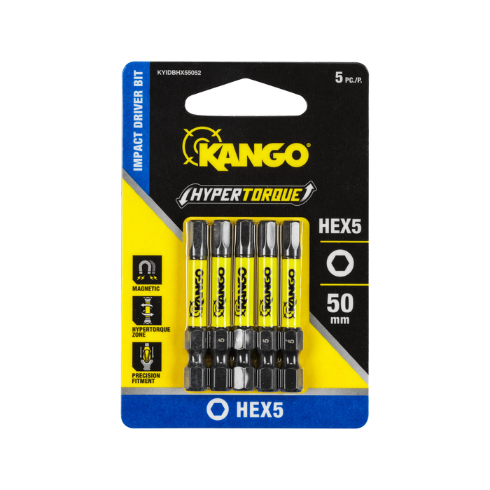 Kango 50mm Hypertorque HEX5 Impact Driver Bit - 5 Pack