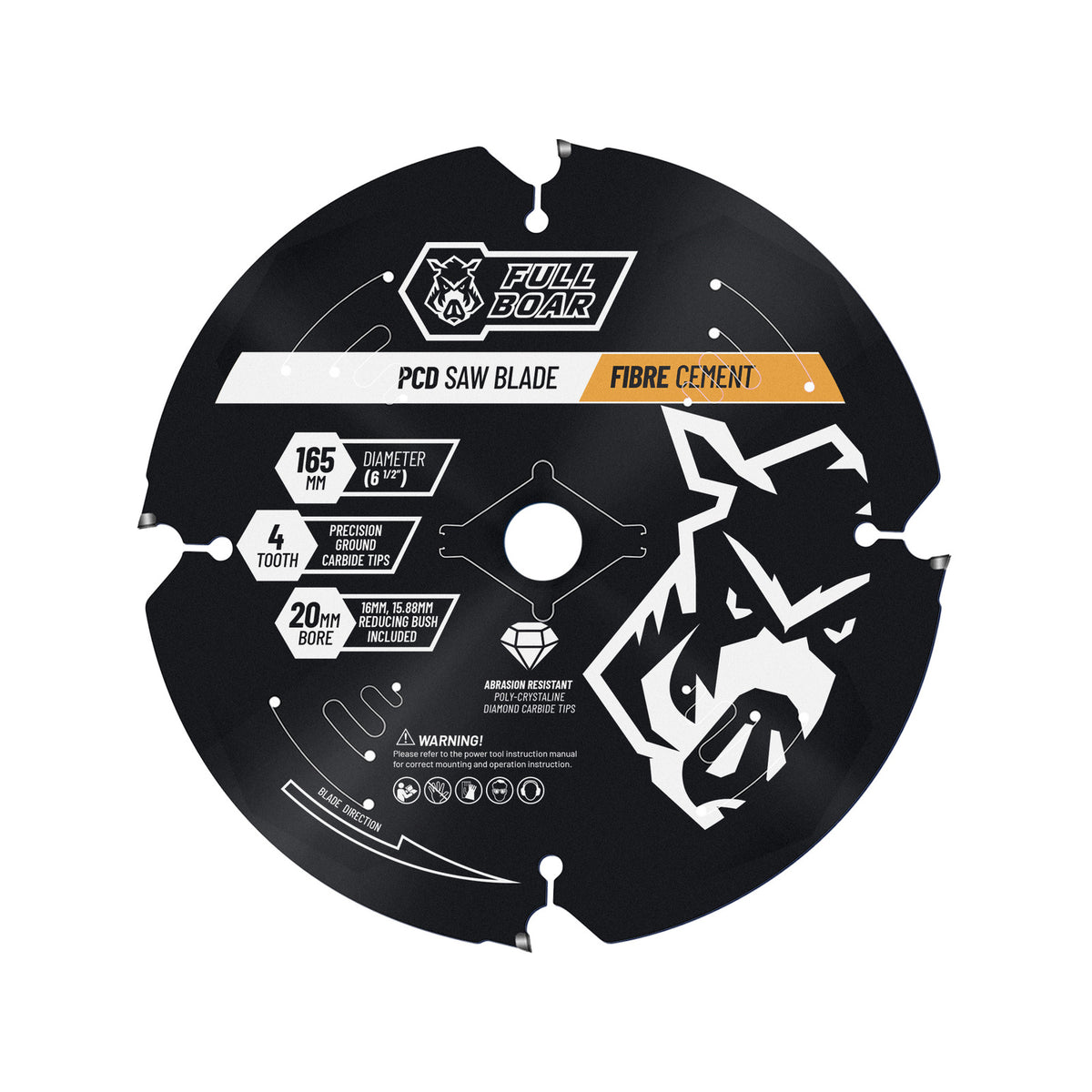 Full Boar 165mm 4T PCD Fibre Cement Circular Saw Blade
