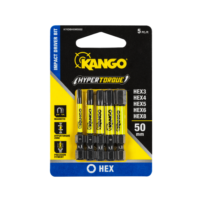 Kango 50mm HEX3-8 Hypertorque Impact Driver Bit - 5 Pack