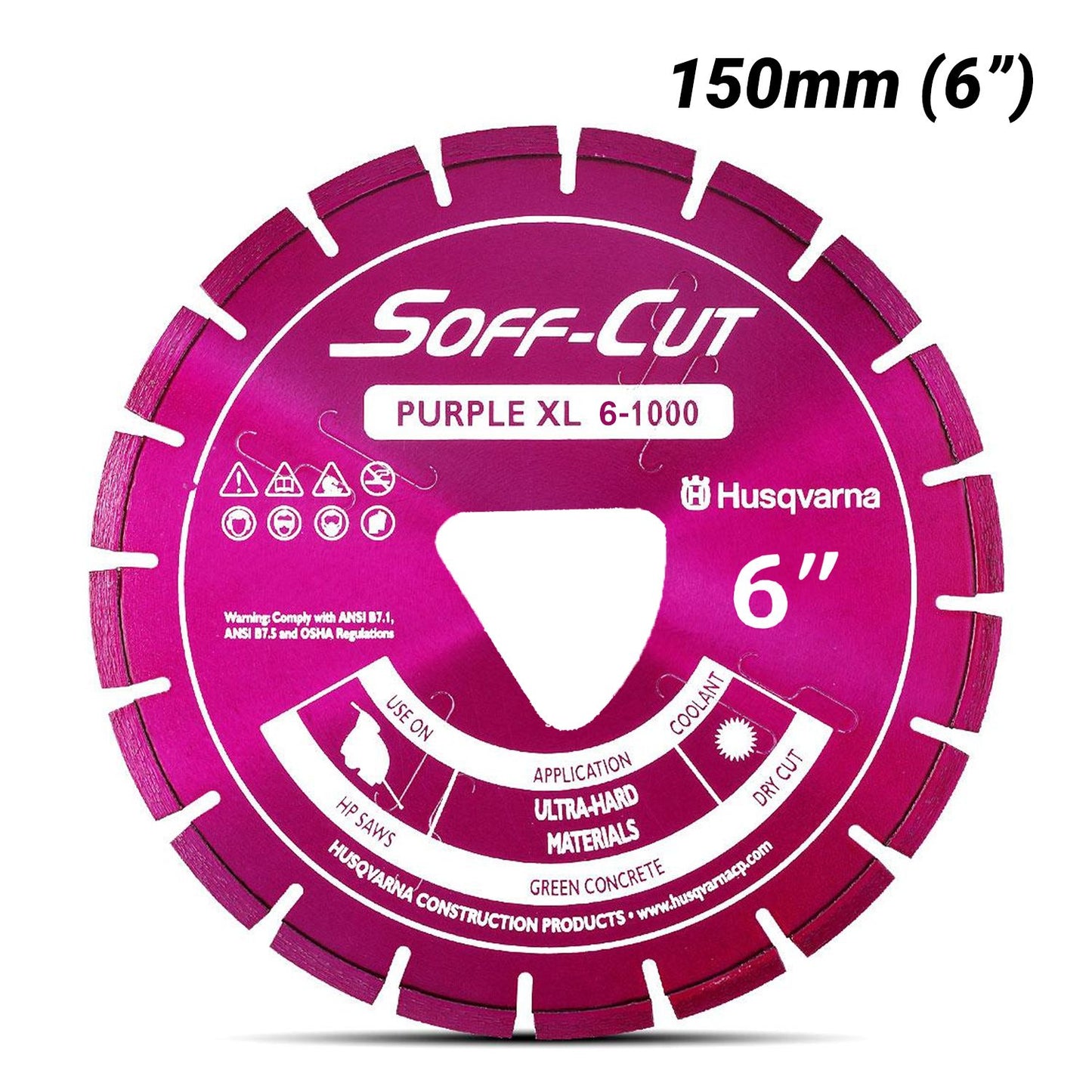 Husqvarna 542777005 (XL6-1000) 150mm (6") Purple XL6-1000 Soff Cut Diamond Blade with Skid Plate