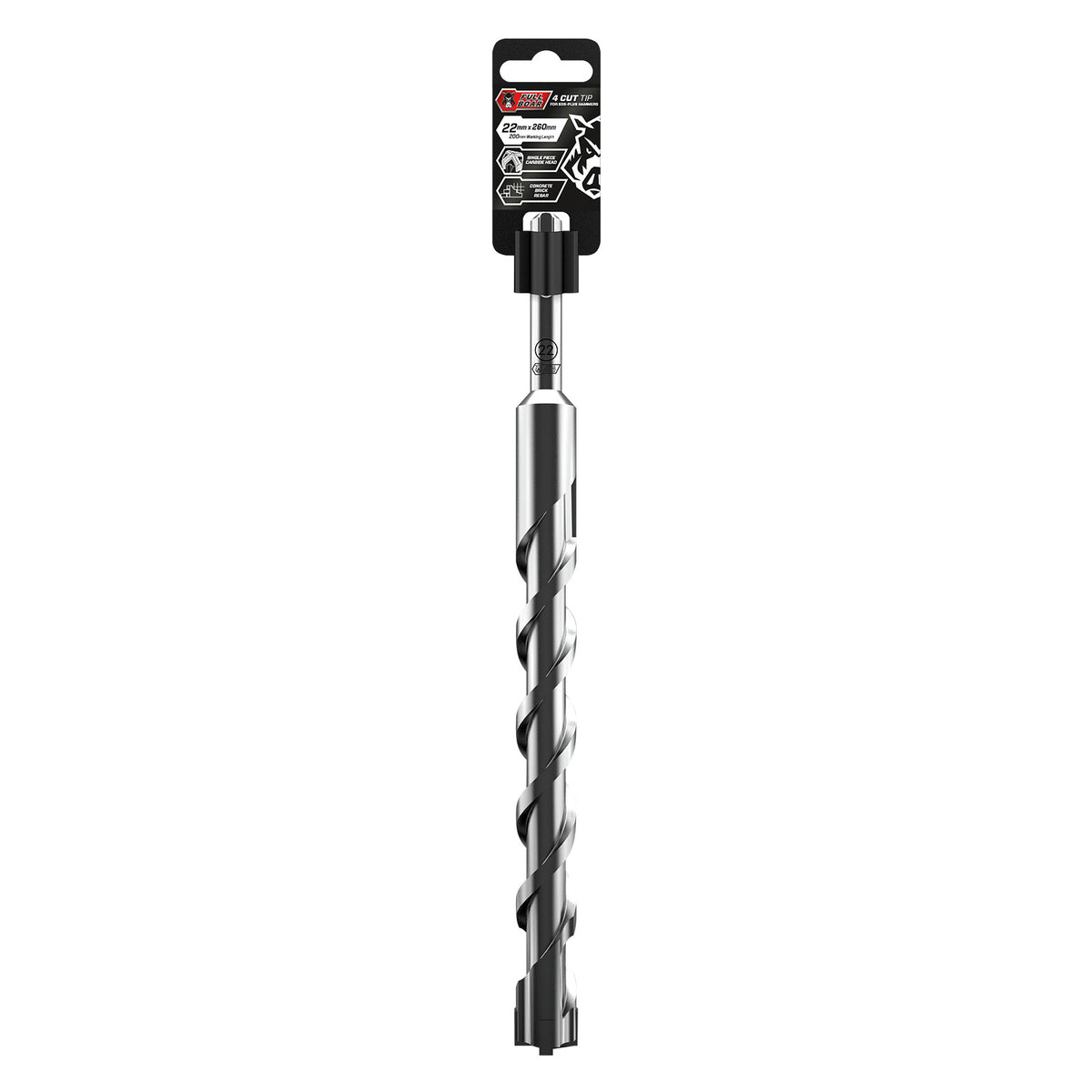 Full Boar 22mm x 260mm 4 Cut Tip for SDS-Plus Hammers
