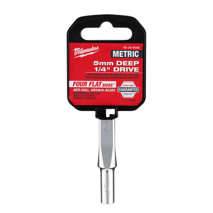 Milwaukee 1/4in Drive 5mm Metric 6-Point Deep Socket 45349042