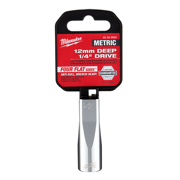 Milwaukee 1/4in Drive 12mm Metric 6-Point Deep Socket 45349050